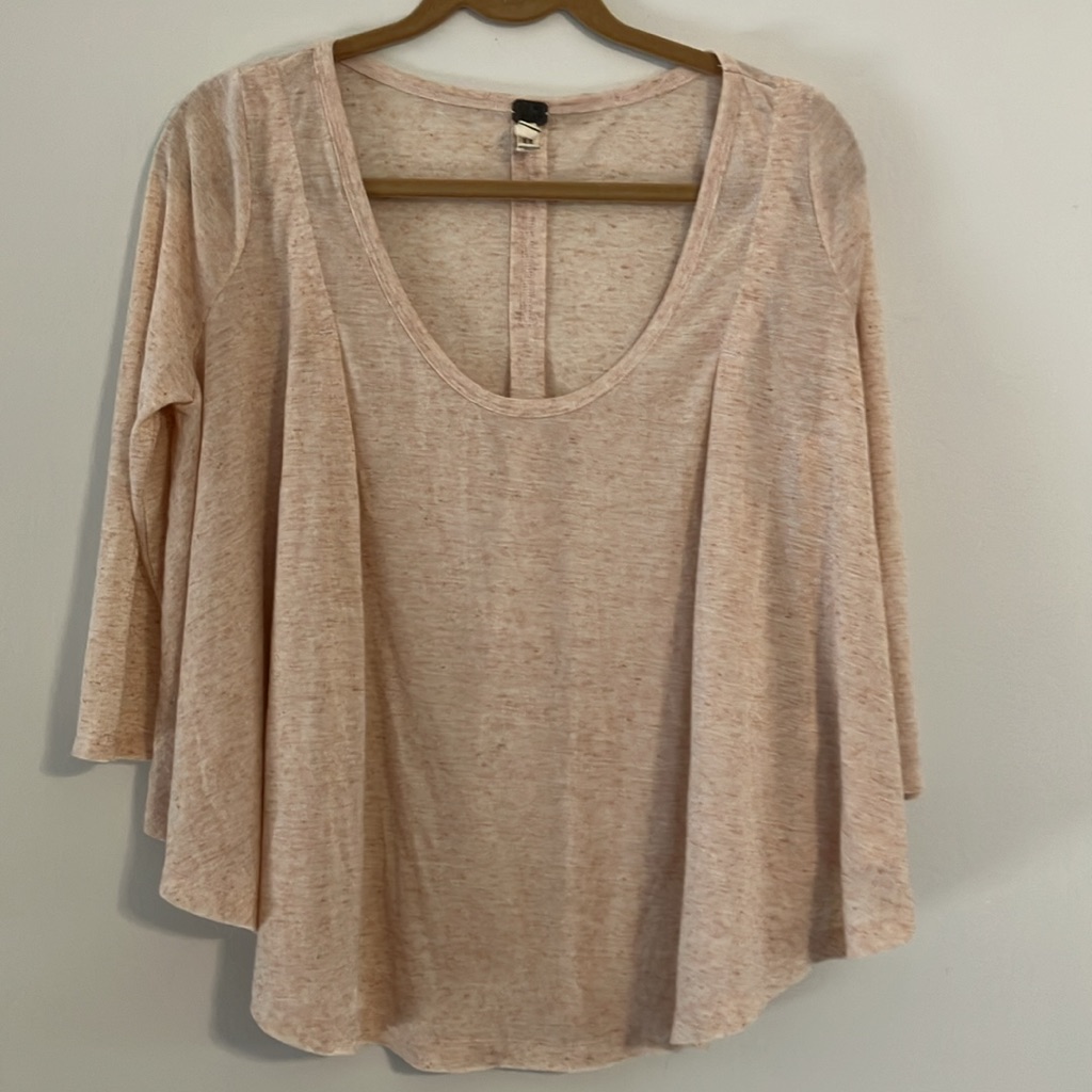 We The Free Oversized Pleated Heathered Scoop Neck Blouse Tee